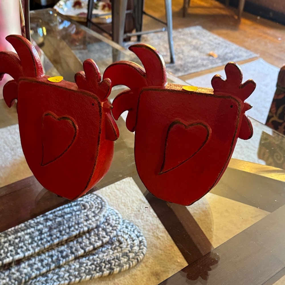 Pottery Barn Red Heart Rooster Decor